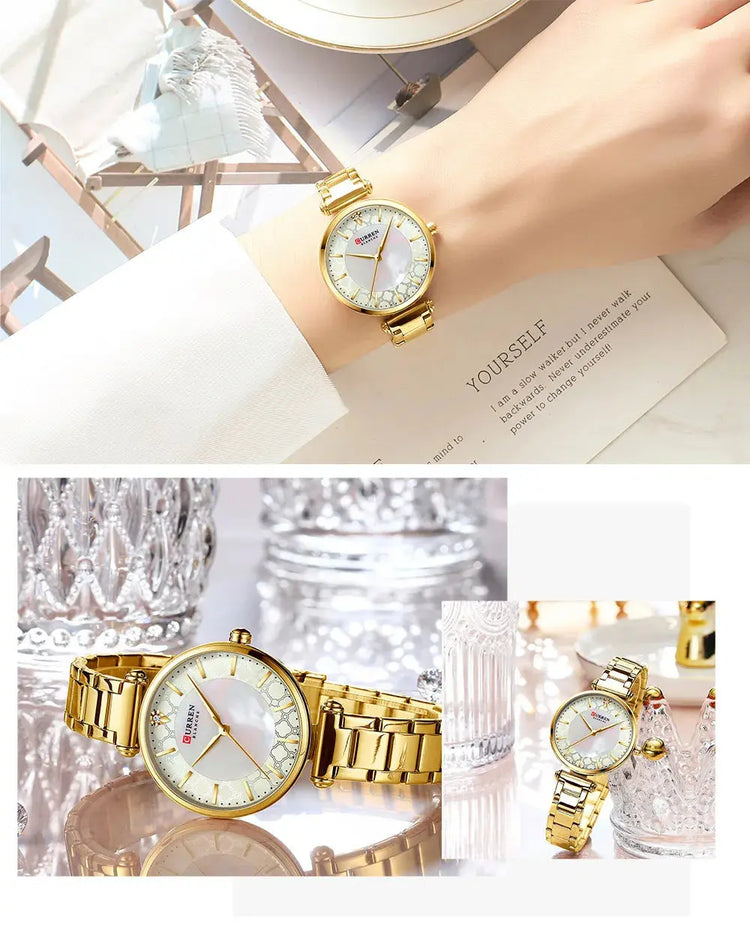 Watches for Women Luxury Brand CURREN Elegant Thin Quartz Wristwatch with Stainless Steel Simple Female Clock Novacart