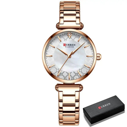Watches for Women Luxury Brand CURREN Elegant Thin Quartz Wristwatch with Stainless Steel Simple Female Clock Novacart