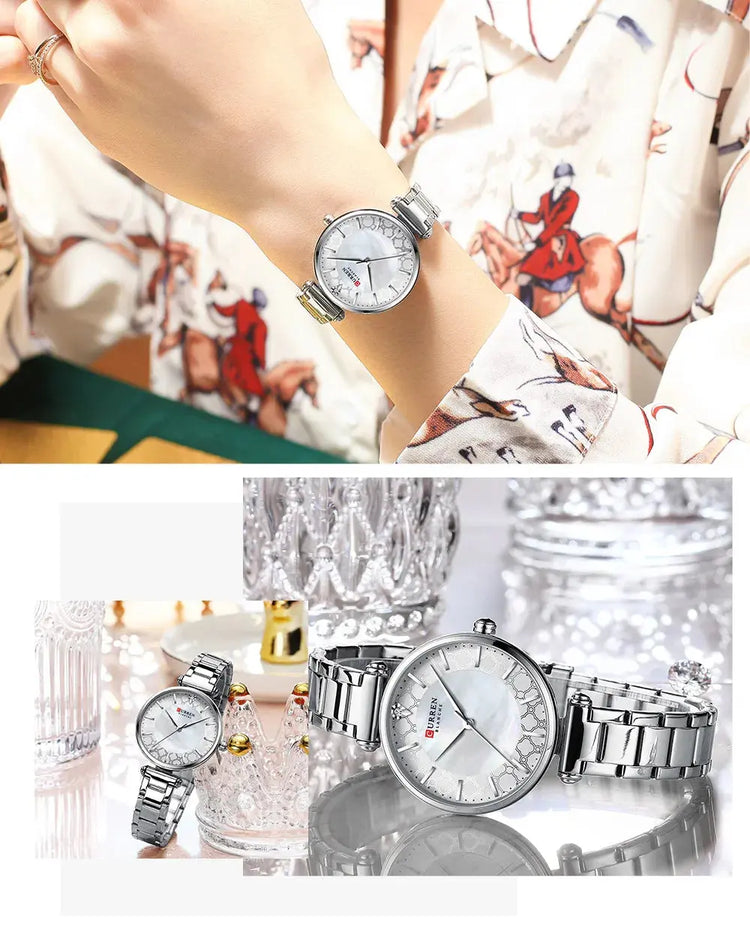 Watches for Women Luxury Brand CURREN Elegant Thin Quartz Wristwatch with Stainless Steel Simple Female Clock Novacart