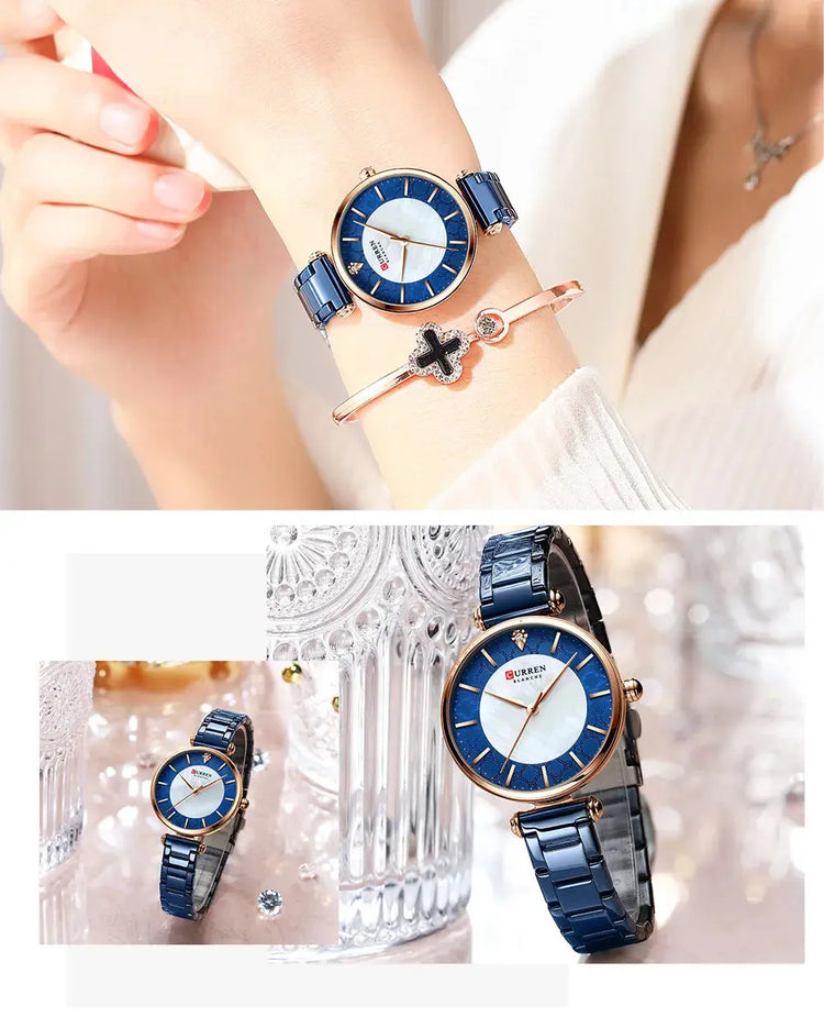 Watches for Women Luxury Brand CURREN Elegant Thin Quartz Wristwatch with Stainless Steel Simple Female Clock Novacart