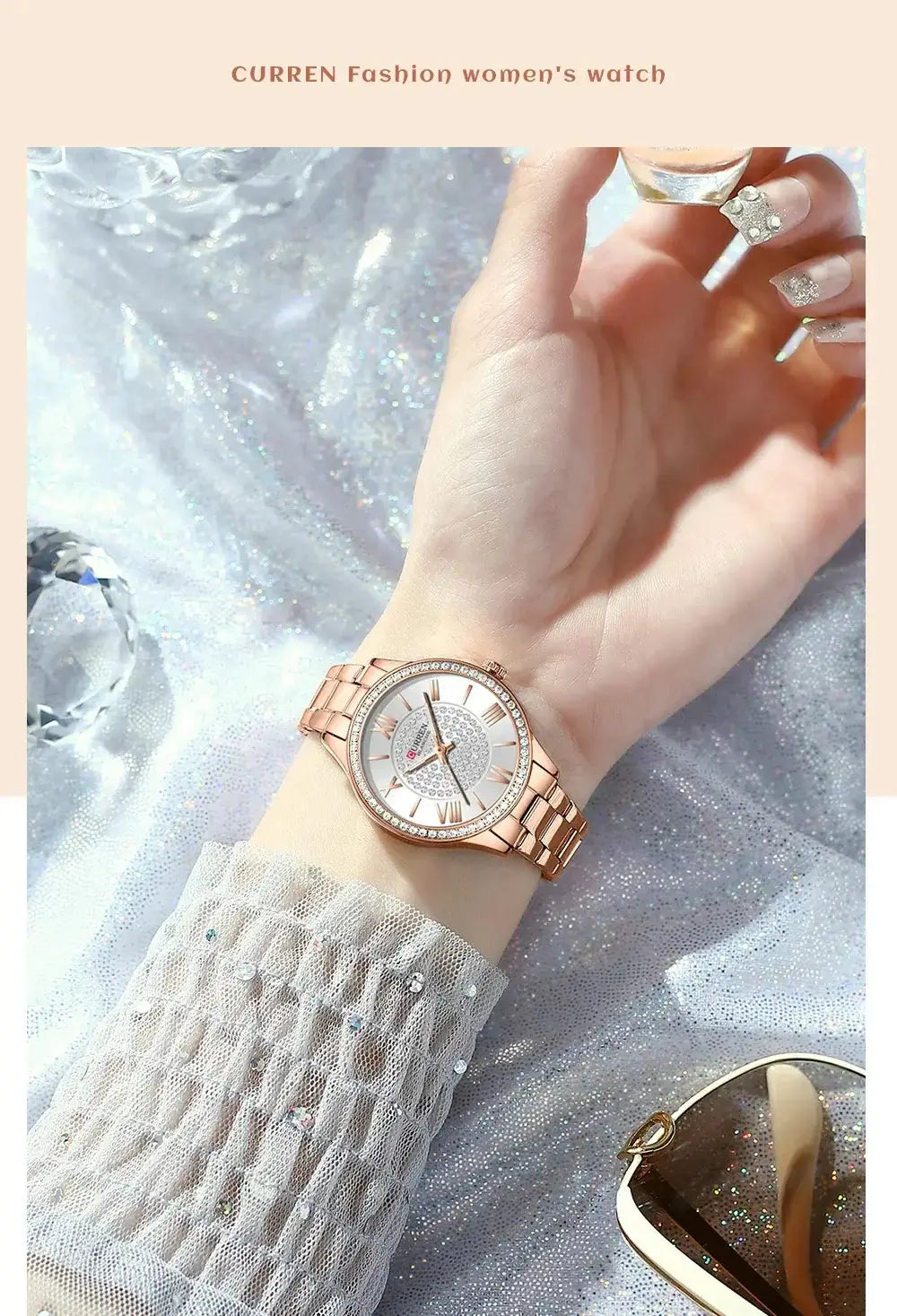 CURREN Luxury Watch Women Ring Necklace