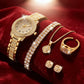 Luxury Women Gold Watch Fashion Ladies Quartz Diamond Wristwatch Elegant Female Bracelet Watches Set Reloj Mujer