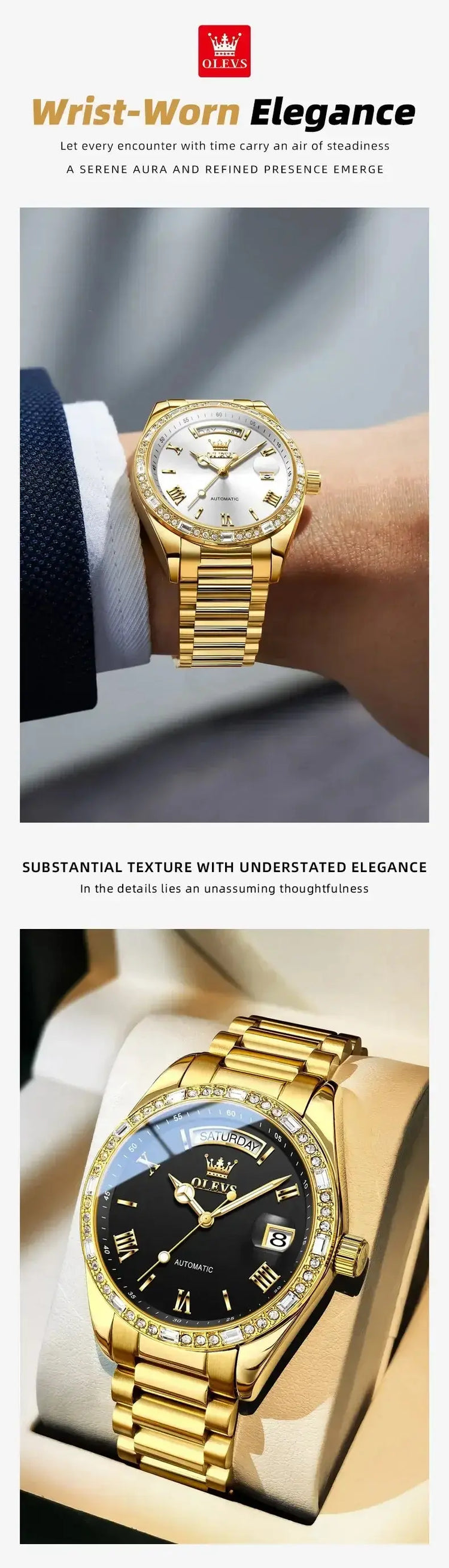 Luxury Diamond Bezel Automatic Mechanical Wrist Watch