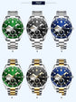 TEVISE Watch Automatic Mechanical Movement Fashion Stainless Steel Strap Skeleton Watch Luminous 24 Hour Wristwatch Waterproof