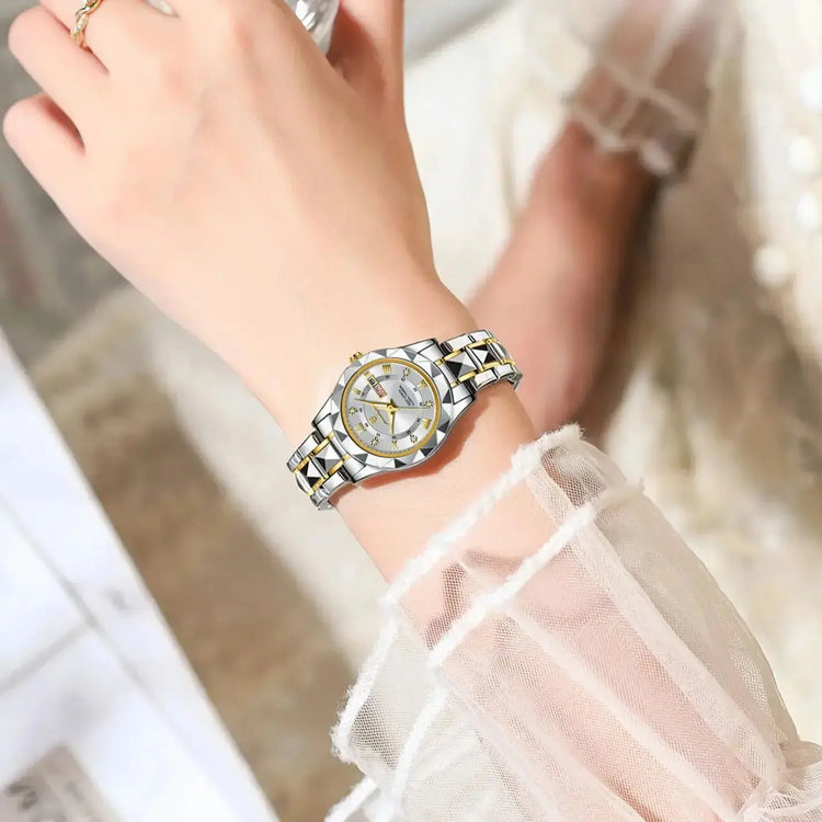POEDAGAR Elegant Luxury Women Watch worn on a woman&