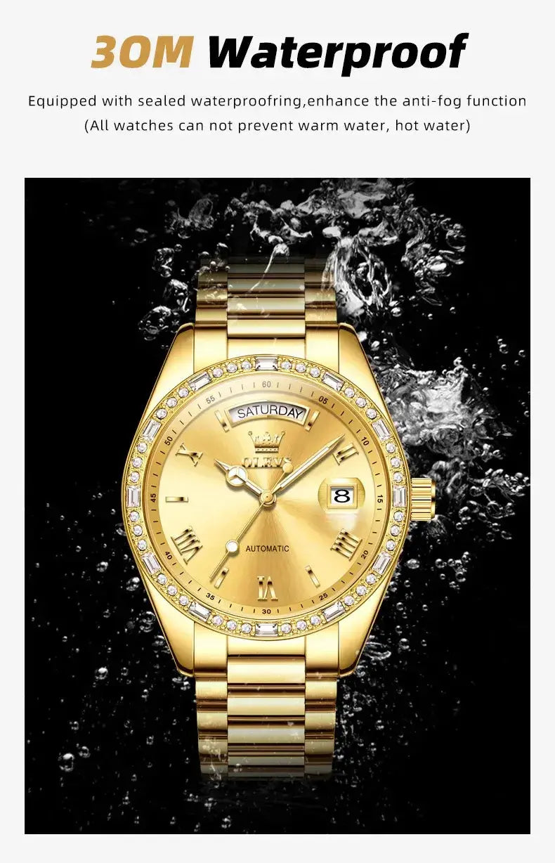 Luxury Diamond Bezel Automatic Mechanical Wrist Watch