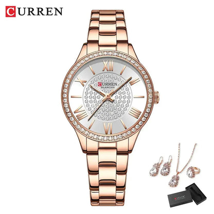 CURREN Luxury Watch Women Ring Necklace