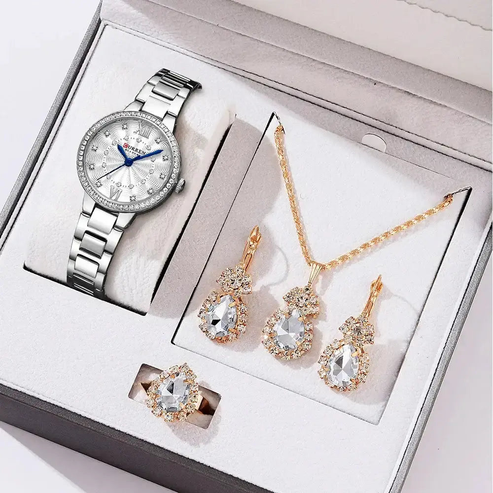 CURREN Luxury Watch Women Ring Necklace
