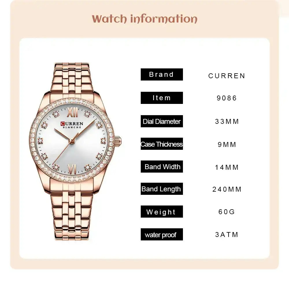 CURREN Luxury Watch Women Ring Necklace