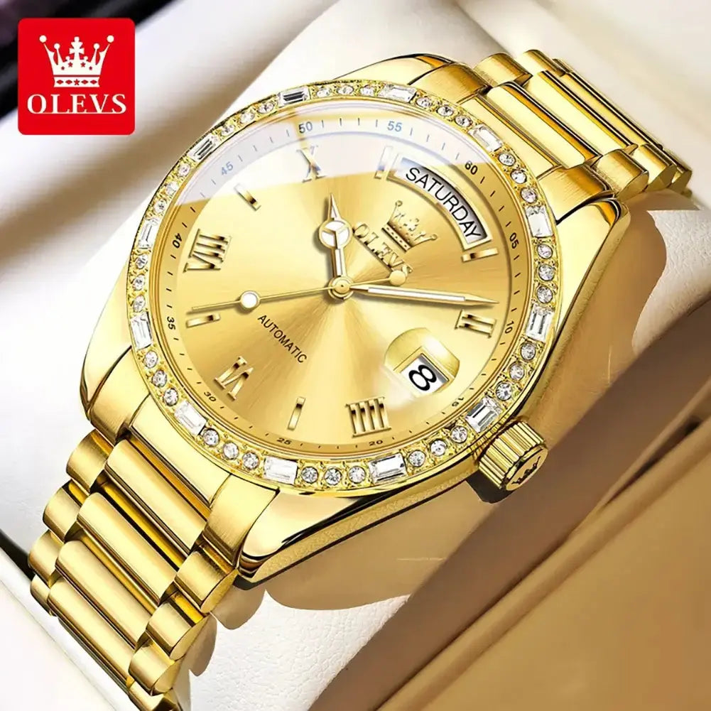 Luxury Diamond Bezel Automatic Mechanical Wrist Watch