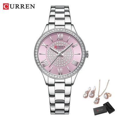 CURREN Luxury Watch Women Ring Necklace