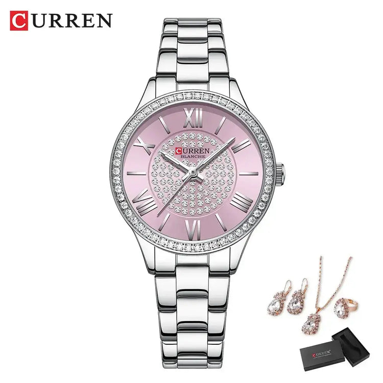 CURREN Luxury Watch Women Ring Necklace