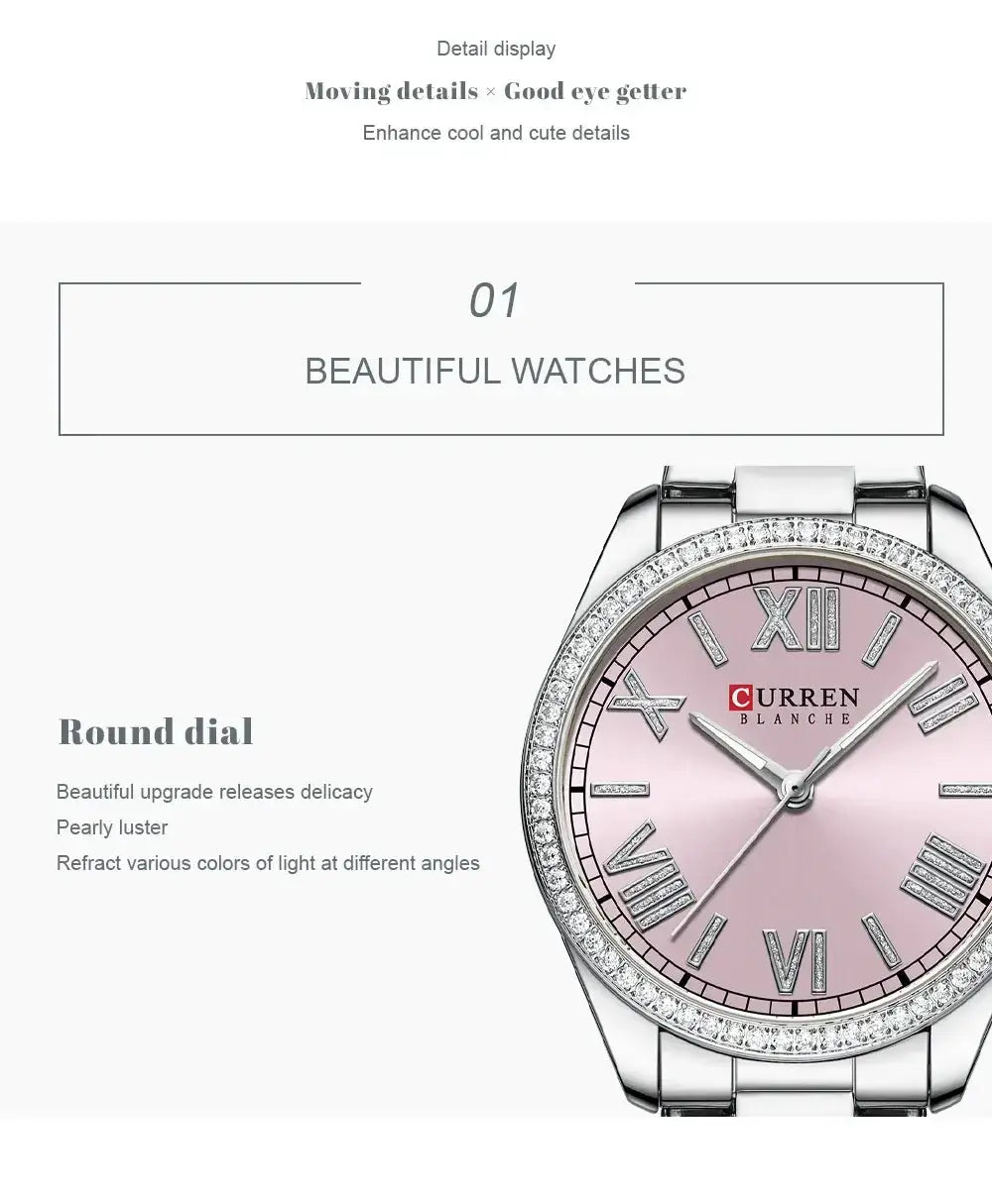 CURREN Luxury Watch Women Ring Necklace