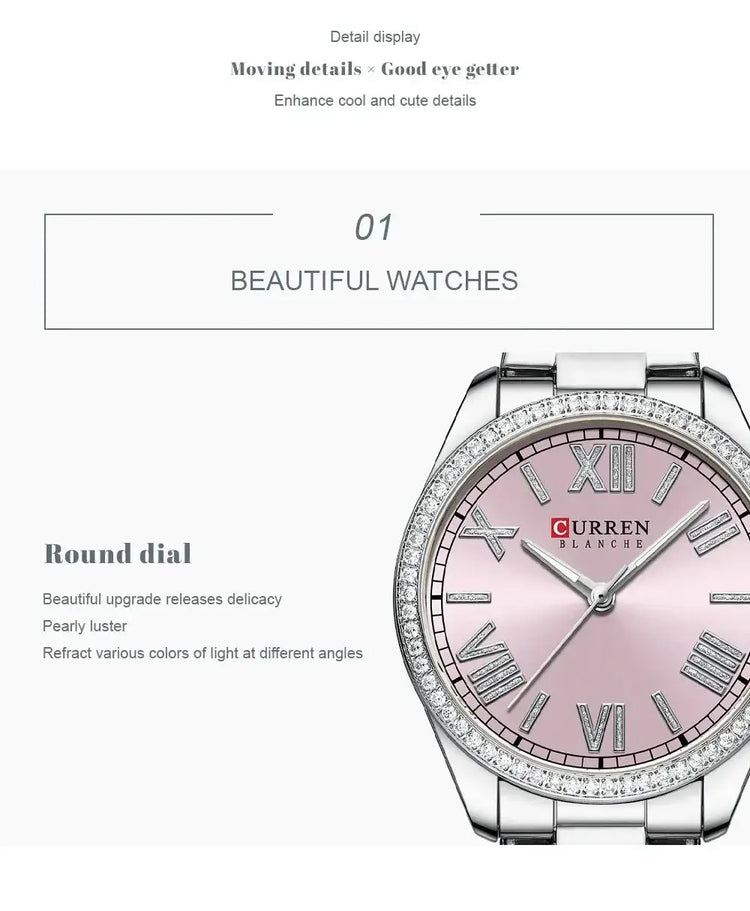 CURREN Luxury Watch Women Ring Necklace