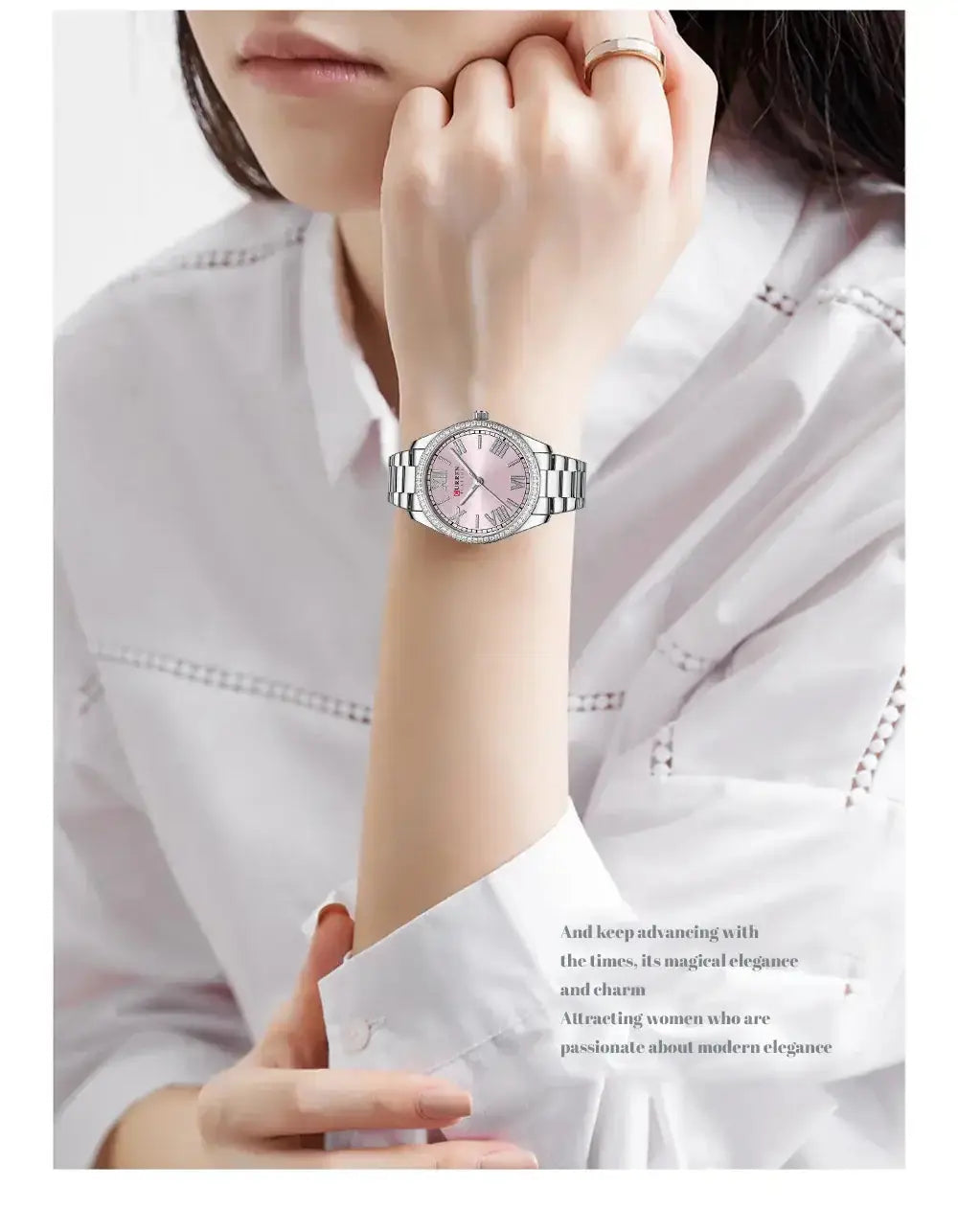 CURREN Luxury Watch Women Ring Necklace
