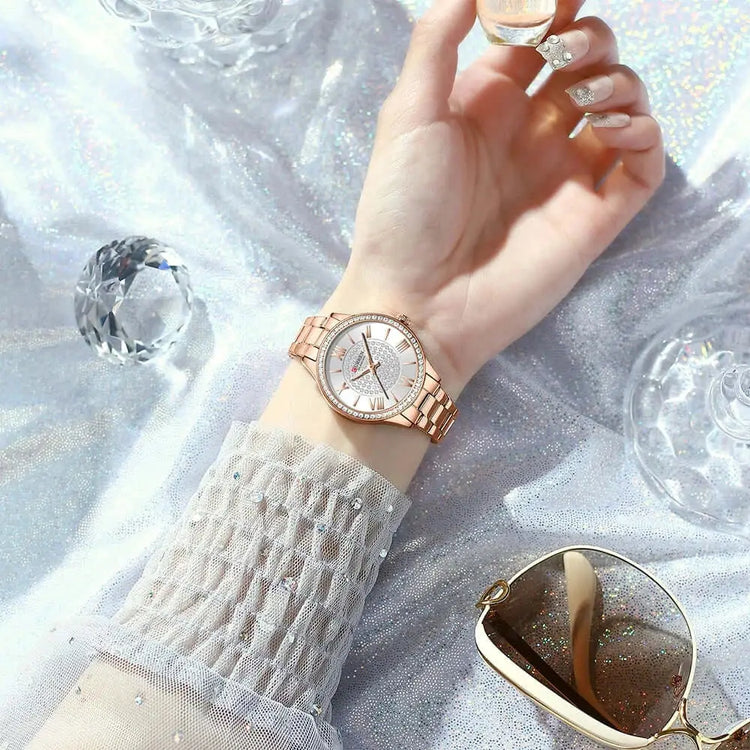 CURREN Luxury Watch Women Ring Necklace