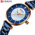 CURREN Women Luxury Quartz Watch with blue  stainless steel strap 