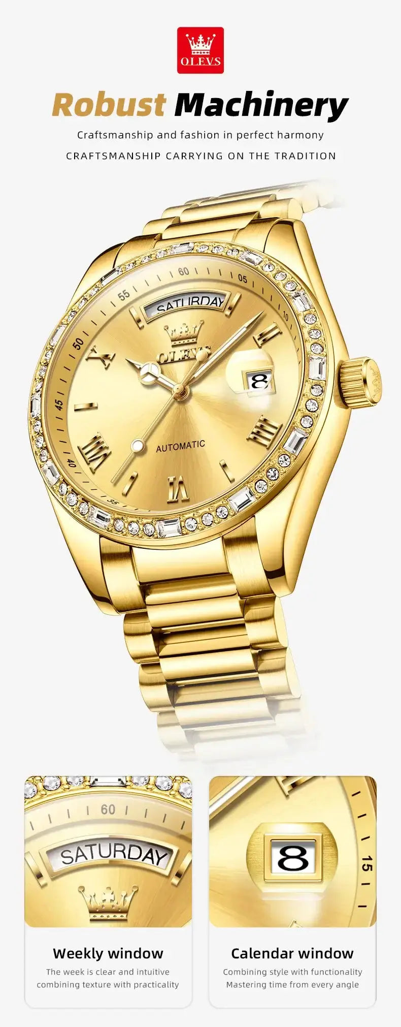 Luxury Diamond Bezel Automatic Mechanical Wrist Watch