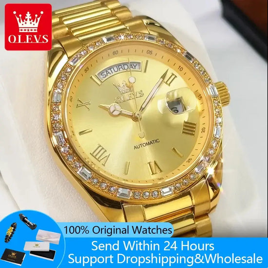 Luxury Diamond Bezel Automatic Mechanical Wrist Watch