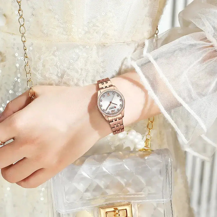 CURREN Luxury Watch Women Ring Necklace