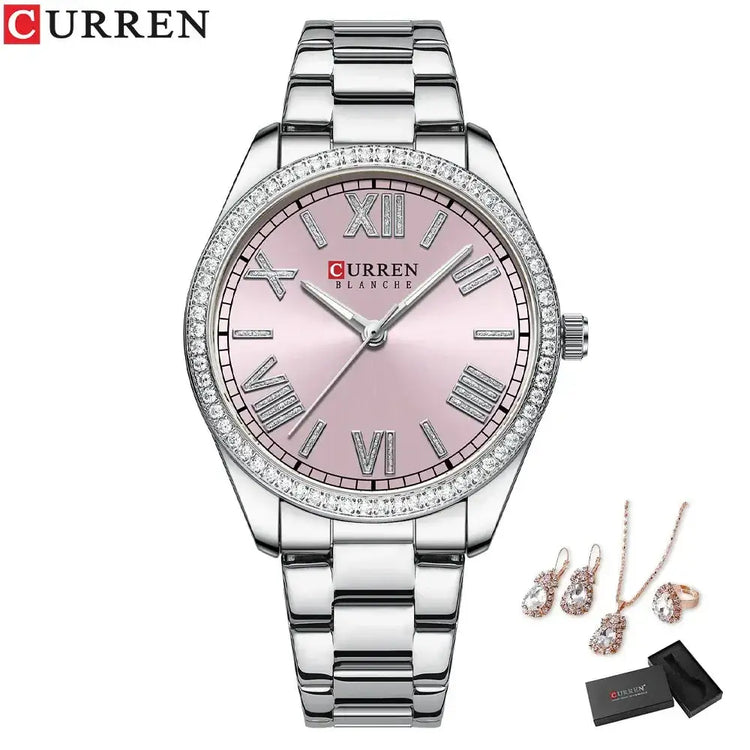CURREN Luxury Watch Women Ring Necklace