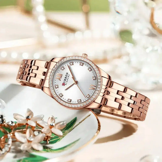 CURREN Luxury Watch Women Ring Necklace