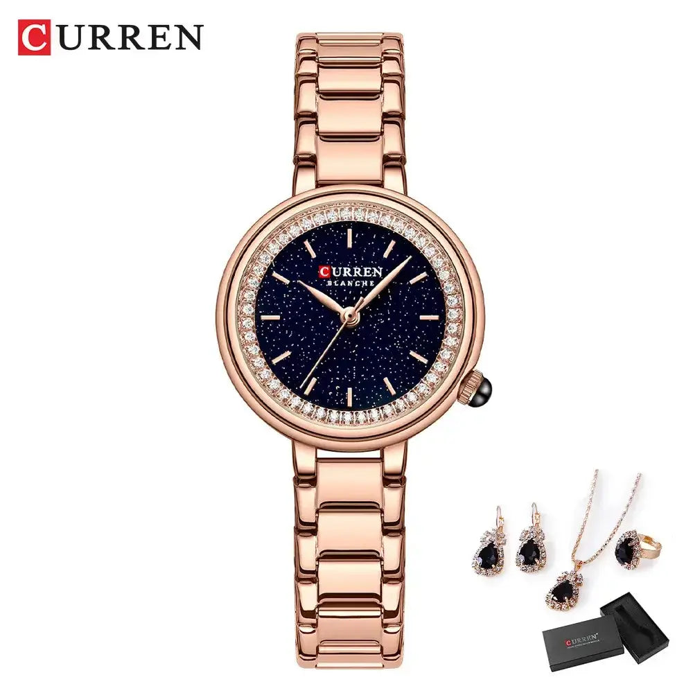 CURREN Luxury Watch Women Ring Necklace