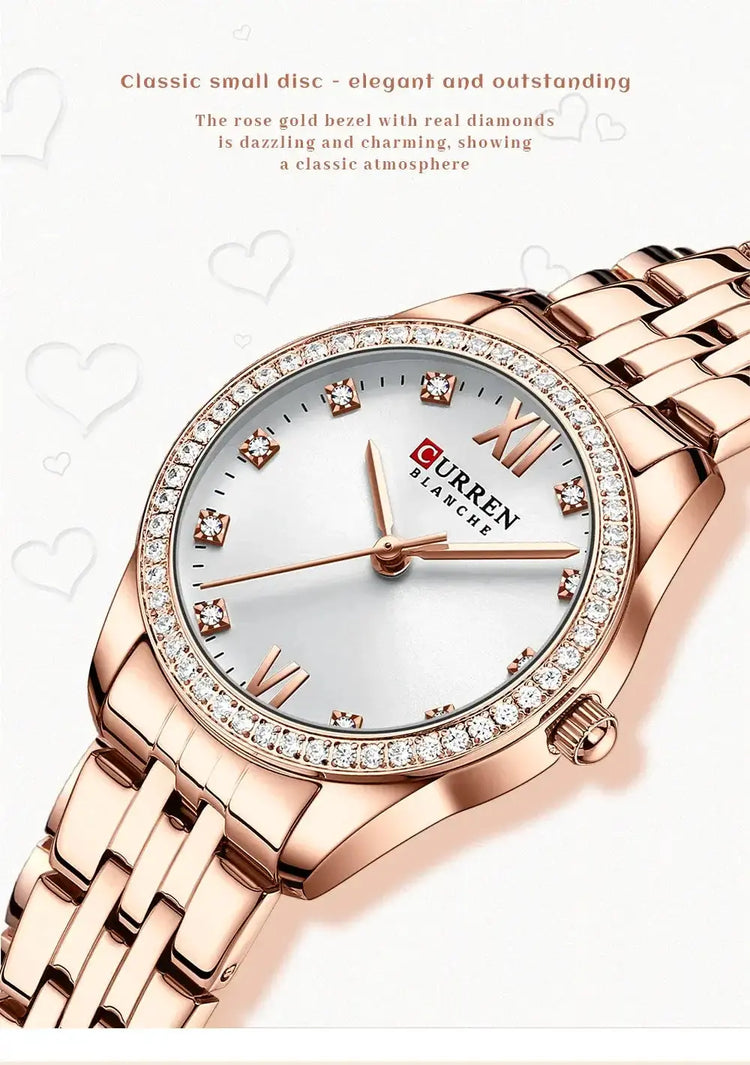 CURREN Luxury Watch Women Ring Necklace
