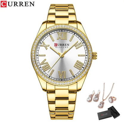 CURREN Luxury Watch Women Ring Necklace