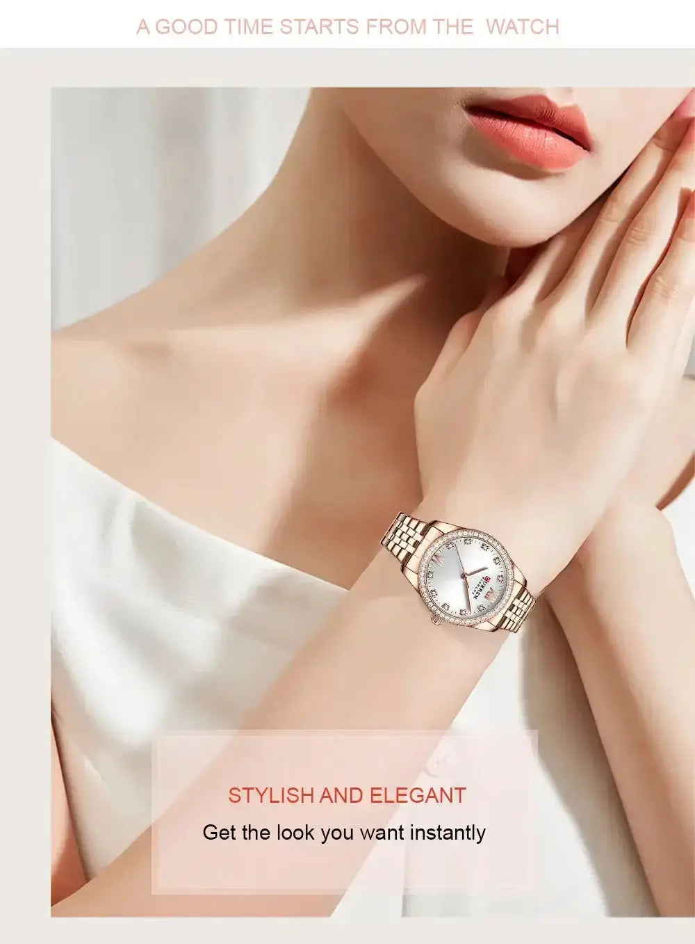 CURREN Luxury Watch Women Ring Necklace