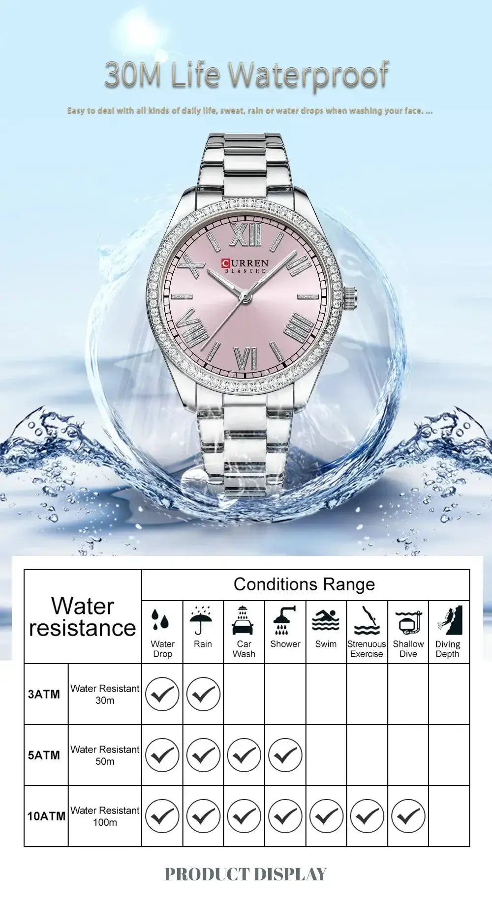 CURREN Luxury Watch Women Ring Necklace