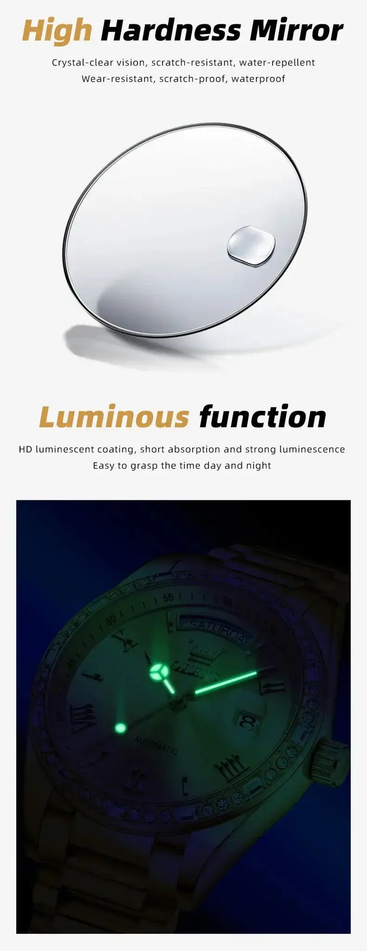 Luxury Diamond Bezel Automatic Mechanical Wrist Watch