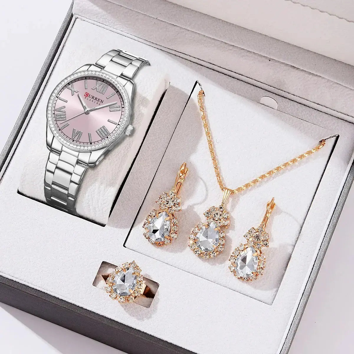 CURREN Luxury Watch Women Ring Necklace
