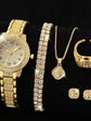 Luxury Women Gold Watch Fashion Ladies Quartz Diamond Wristwatch Elegant Female Bracelet Watches Set Reloj Mujer