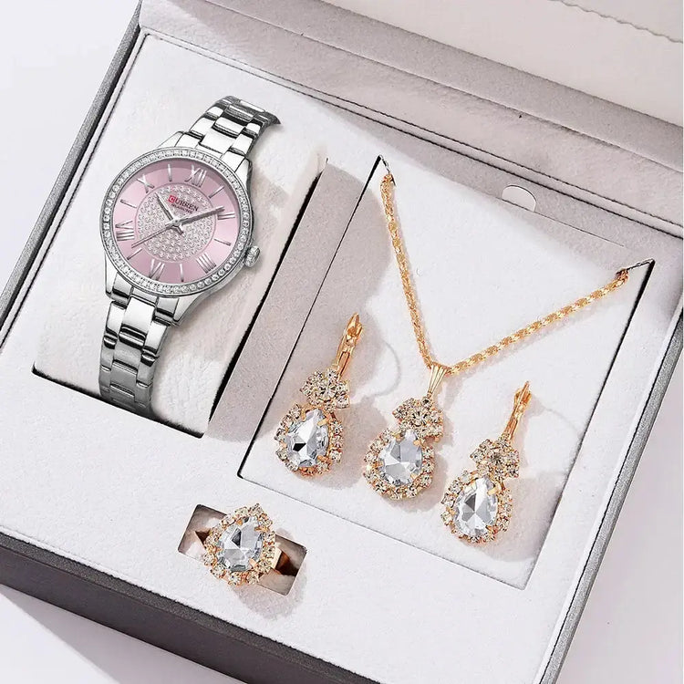 CURREN Luxury Watch Women Ring Necklace