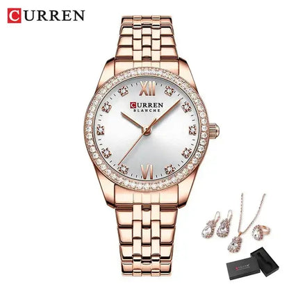 CURREN Luxury Watch Women Ring Necklace