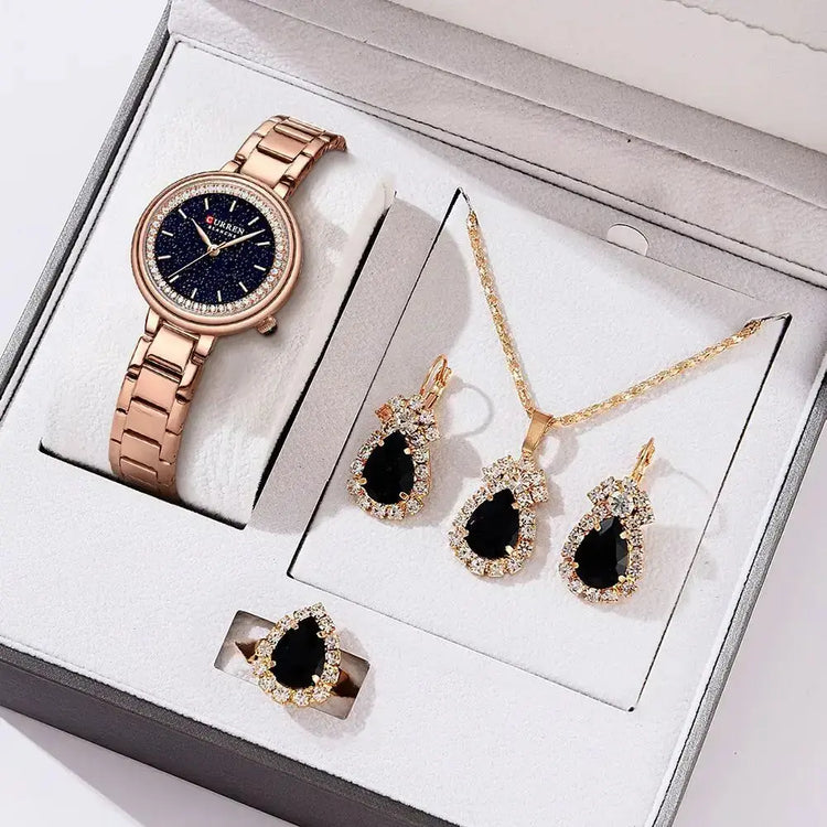CURREN Luxury Watch Women Ring Necklace