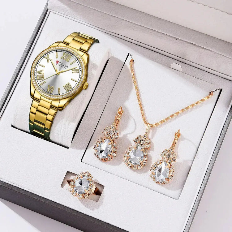 CURREN Luxury Watch Women Ring Necklace