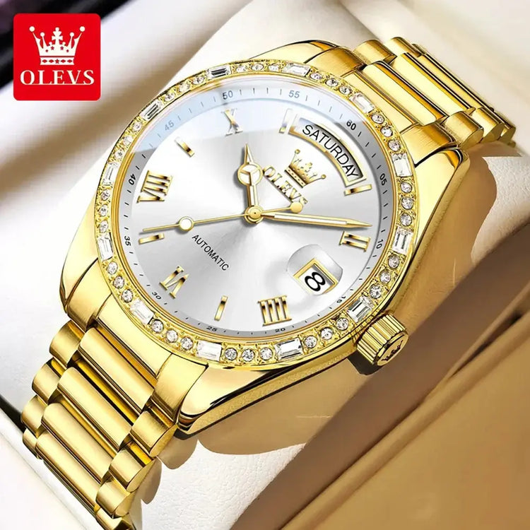Luxury Diamond Bezel Automatic Mechanical Wrist Watch