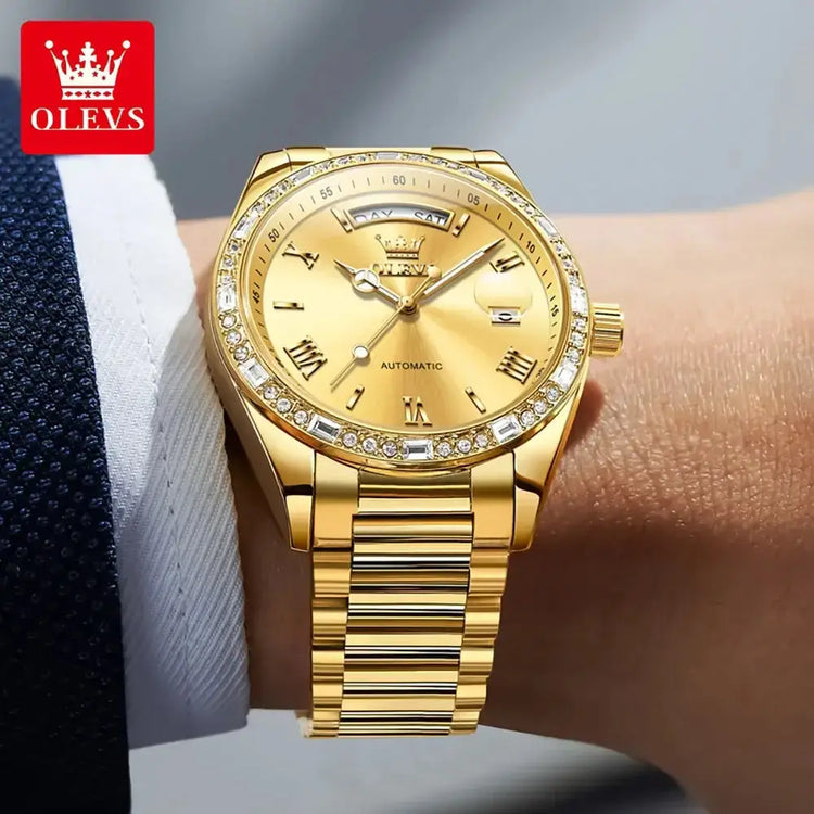Luxury Diamond Bezel Automatic Mechanical Wrist Watch