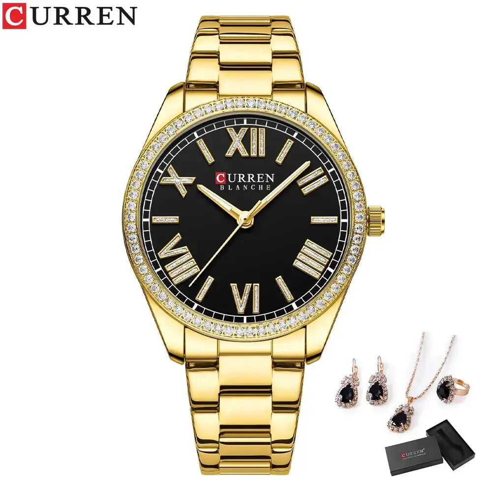 CURREN Luxury Watch Women Ring Necklace