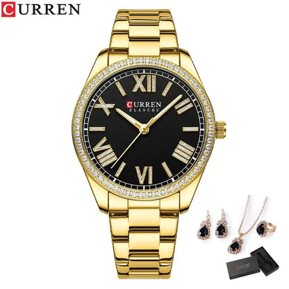 CURREN Luxury Watch Women Ring Necklace