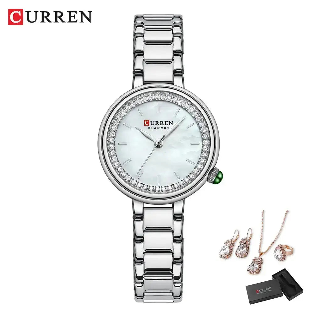 CURREN Luxury Watch Women Ring Necklace