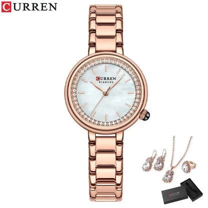 CURREN Luxury Watch Women Ring Necklace