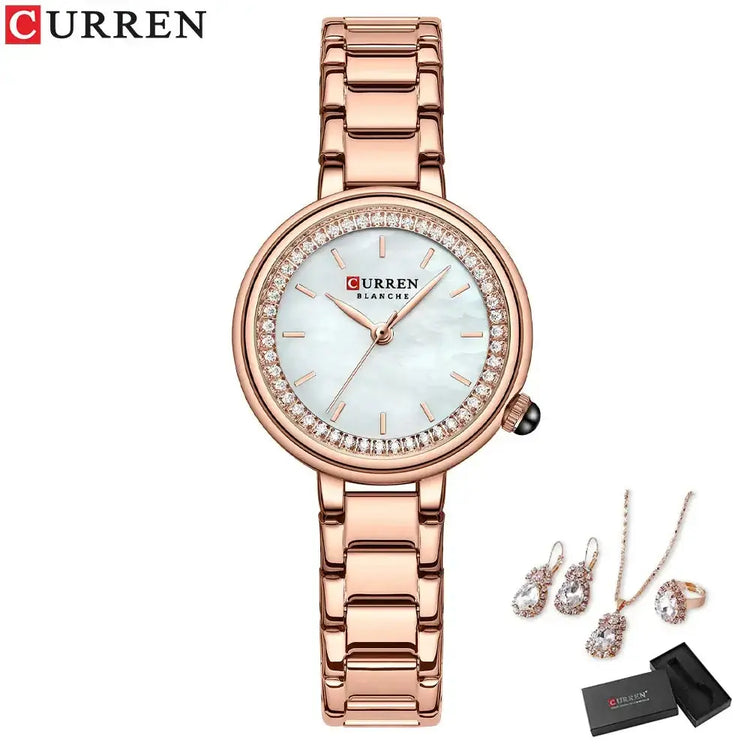 CURREN Luxury Watch Women Ring Necklace