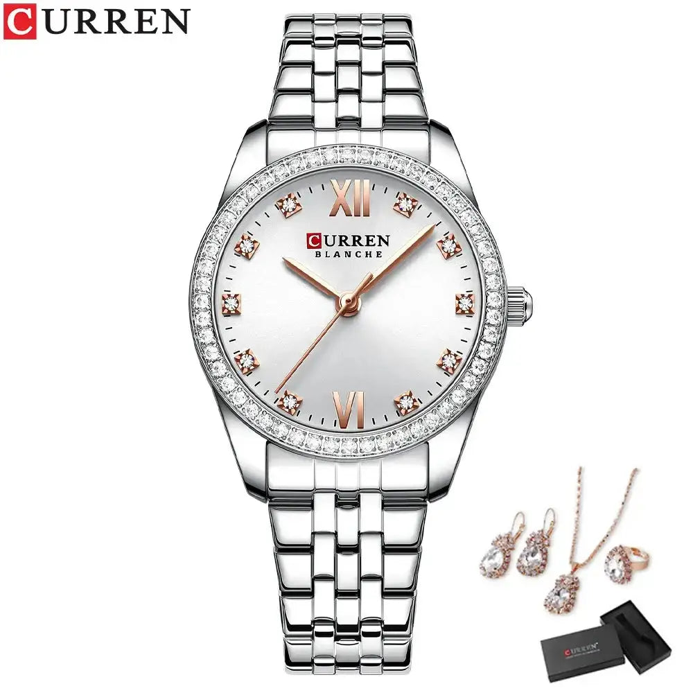 CURREN Luxury Watch Women Ring Necklace