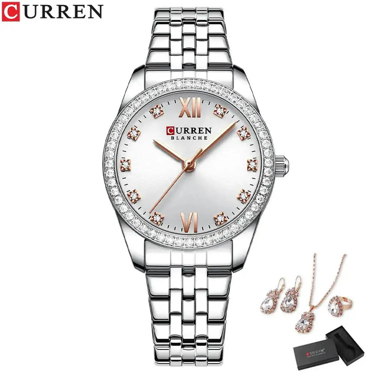 CURREN Luxury Watch Women Ring Necklace