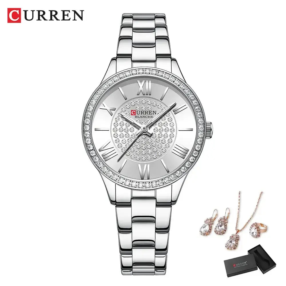 CURREN Luxury Watch Women Ring Necklace