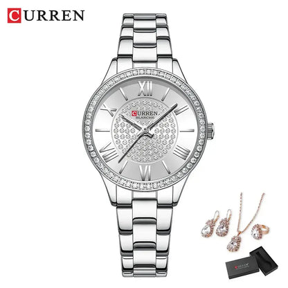 CURREN Luxury Watch Women Ring Necklace