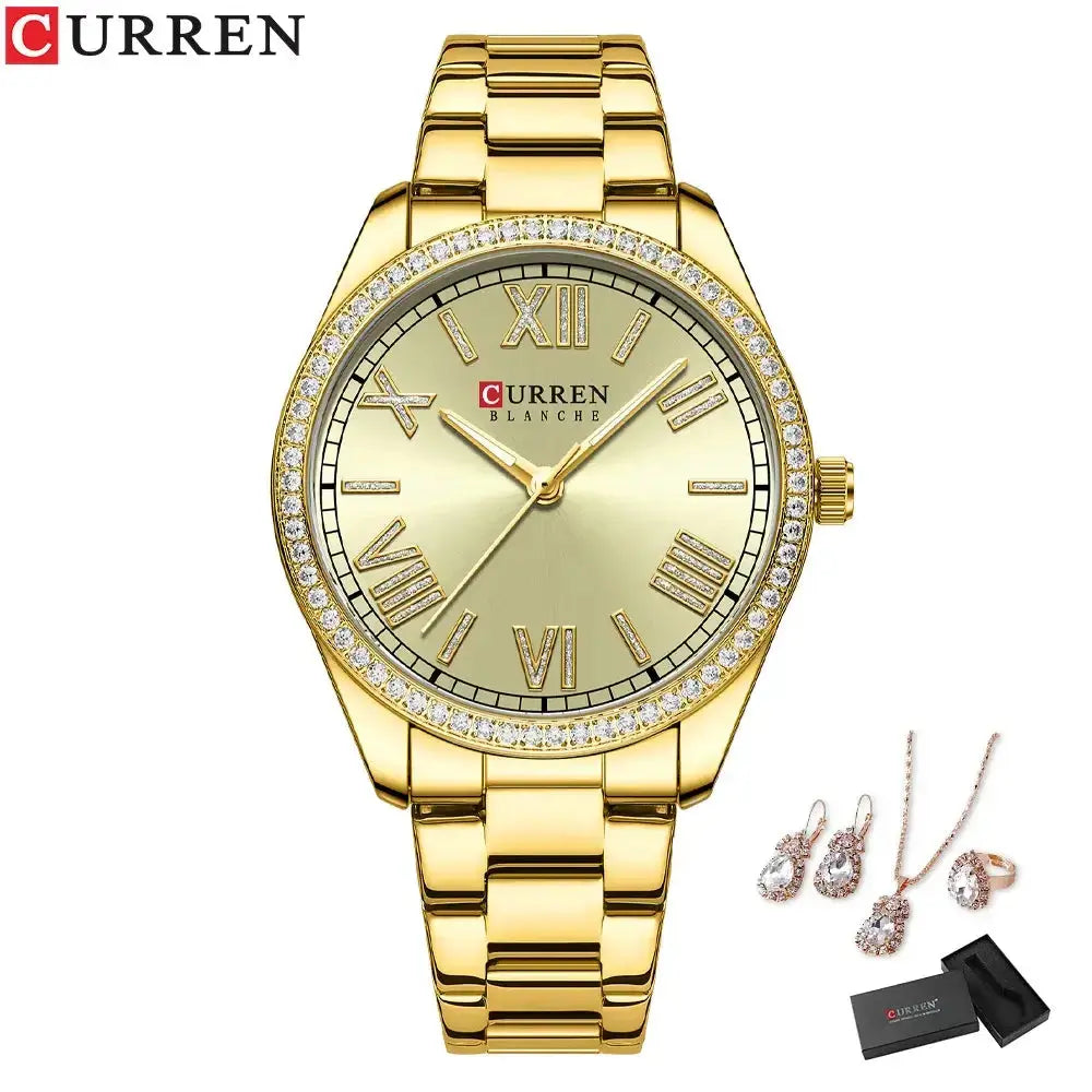CURREN Luxury Watch Women Ring Necklace